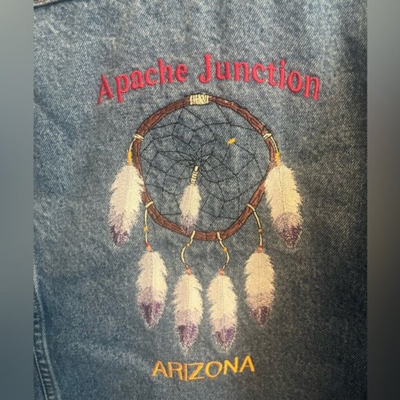 Vintage Lee trucker denim embroidery back dreamcatcher Apache Junction Arizona S - Picture 5 of 5
